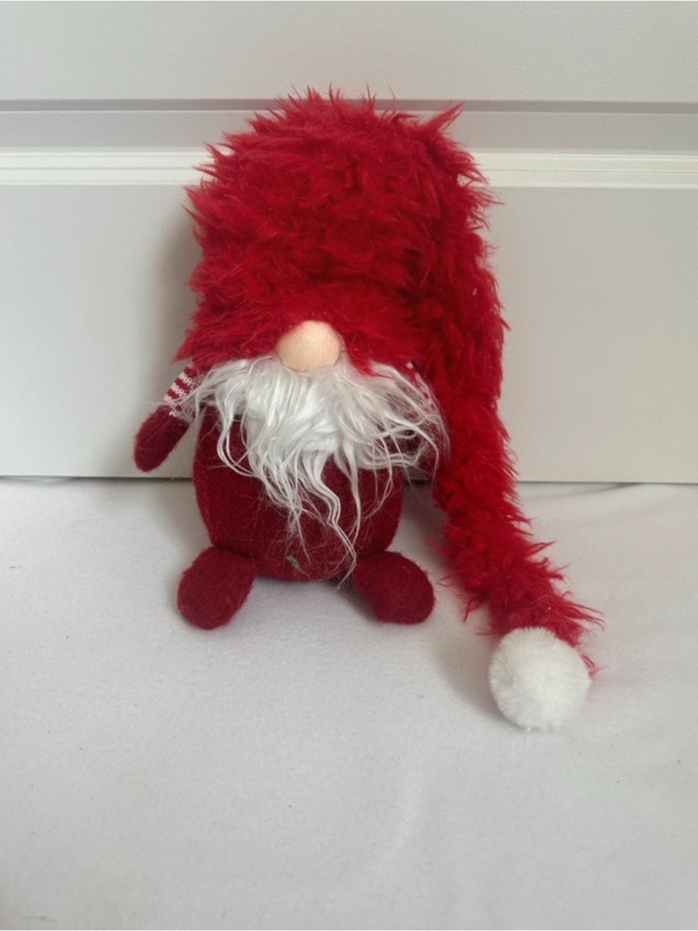 Source Unknown Red Plush Gnome with White Beard